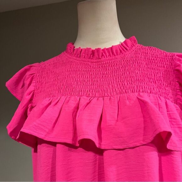 Pink ruffle sleeves mini a-line dress - Picture 2 of 12